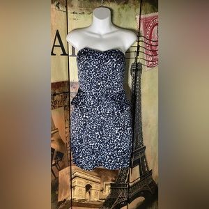 BCBGENERATION Blue/Black Leopard Dress, Size 0